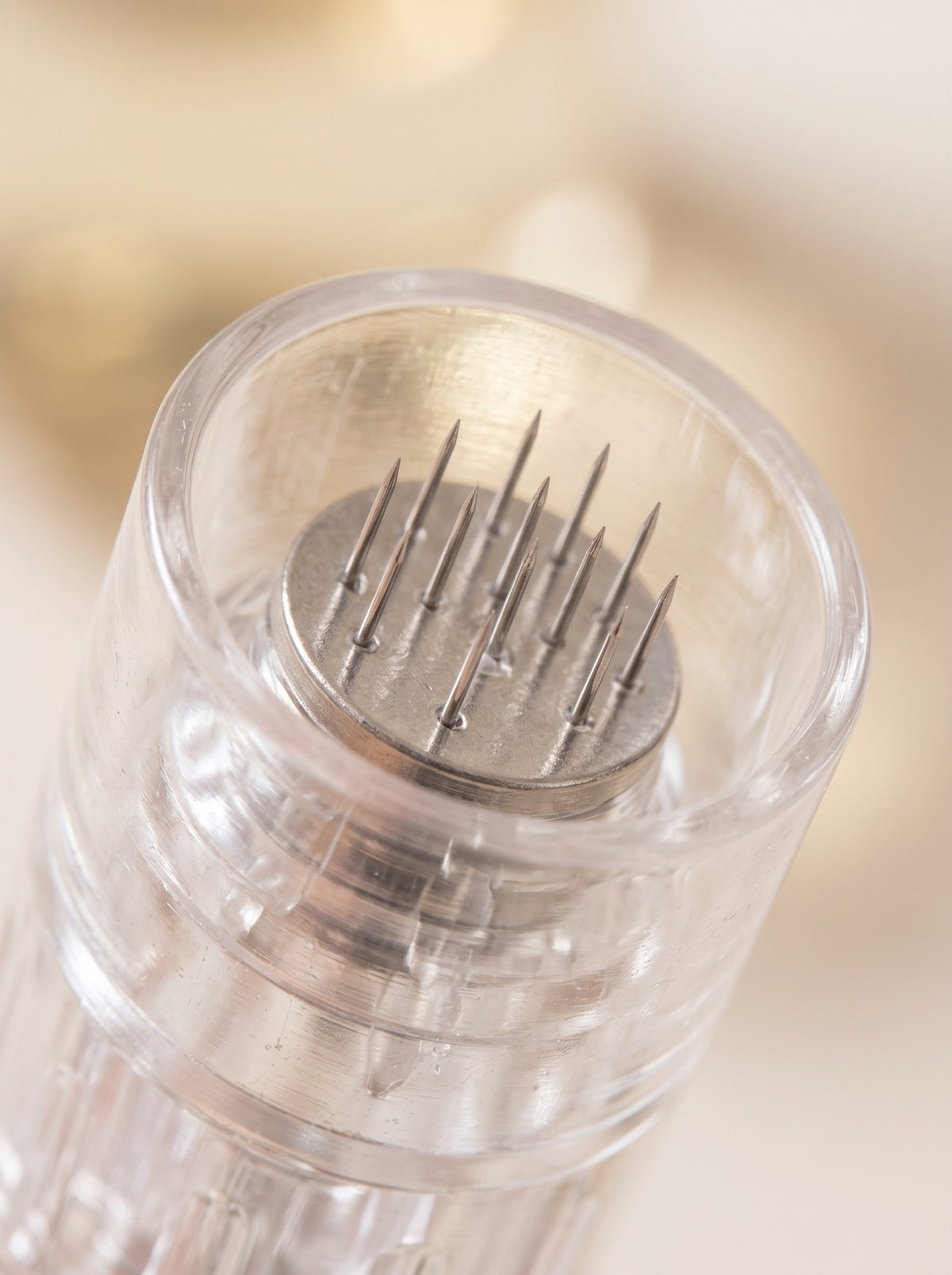 Close-up of the 12 stainless steel needles inside a VISACE Pro 2.0mm cartridge